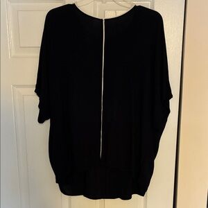 Tribal Black Short Sleeve Tunic with Contrast Center Trim